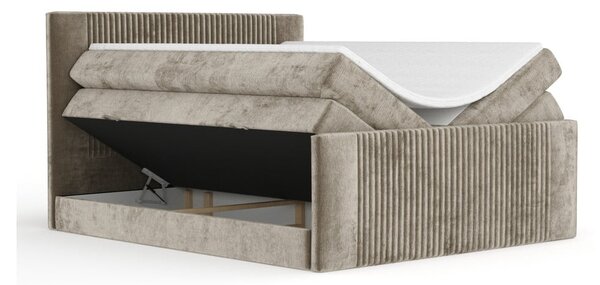 Světle hnědá boxspring postel s úložným prostorem 140x200 cm Bergamo – Maison de Rêve