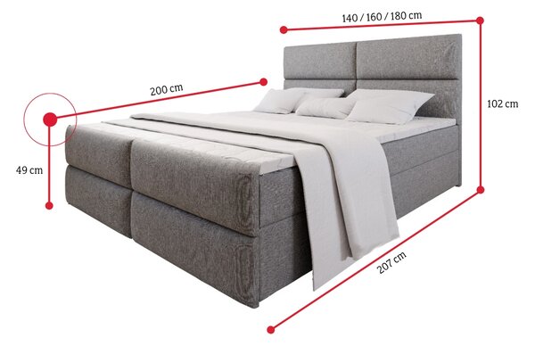 Čalouněná postel boxspring MILON + topper, 180x200, sawana 21