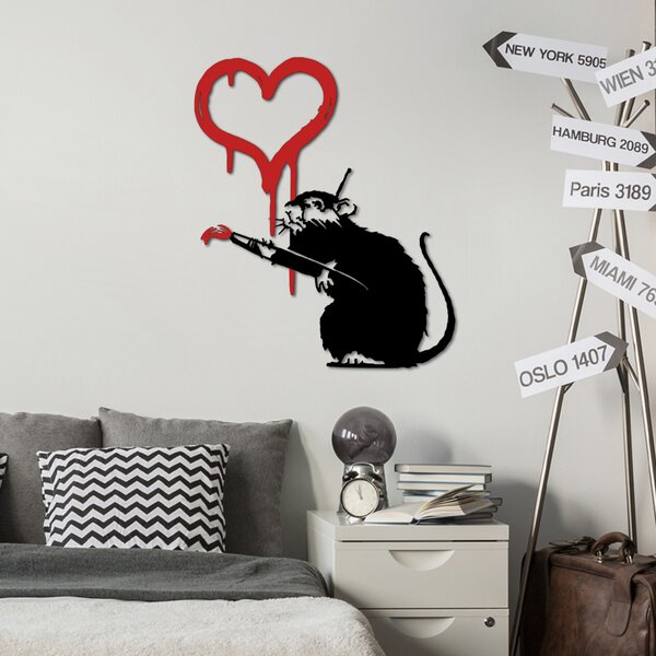 ASIR Nástěnná dekorace kovová BANKSY - KRYSA