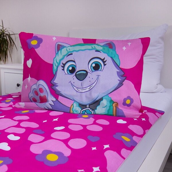 Růžové bavlněné dětské povlečení do postýlky 100x135 cm Paw Patrol "Pawsome friendships grow" – Jerry Fabrics