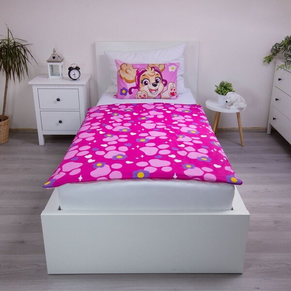 Růžové bavlněné dětské povlečení do postýlky 100x135 cm Paw Patrol "Pawsome friendships grow" – Jerry Fabrics
