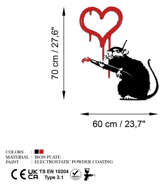 ASIR Nástěnná dekorace kovová BANKSY - KRYSA
