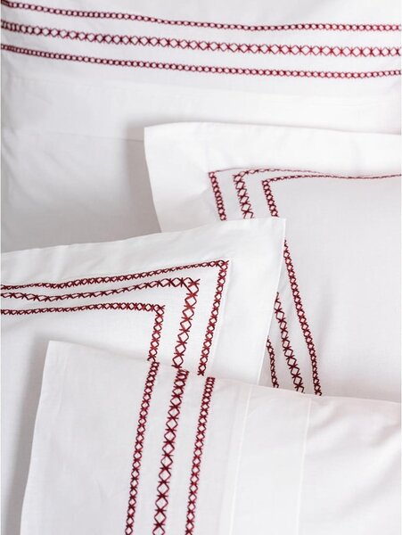 Bílé povlečení na jednolůžko z bavlny Renforcé 140x200 cm Red Heritage Lines – Mila Home Luxury