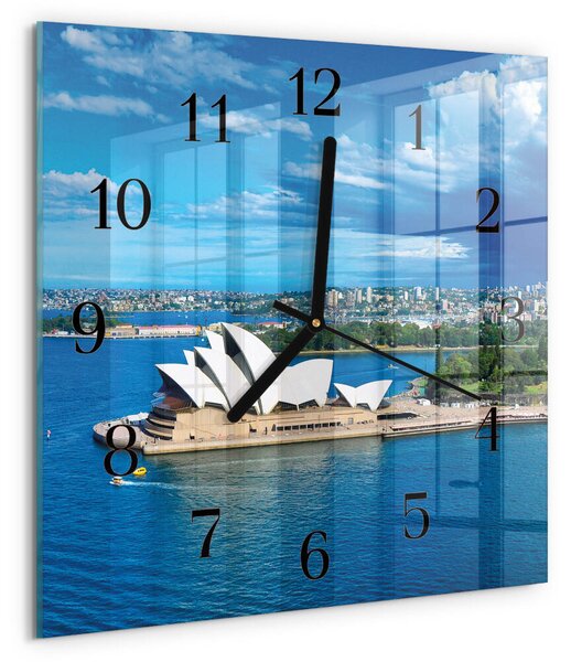 Skleněné hodiny na stěnu Opera v Sydney zskc-30x30-00172191