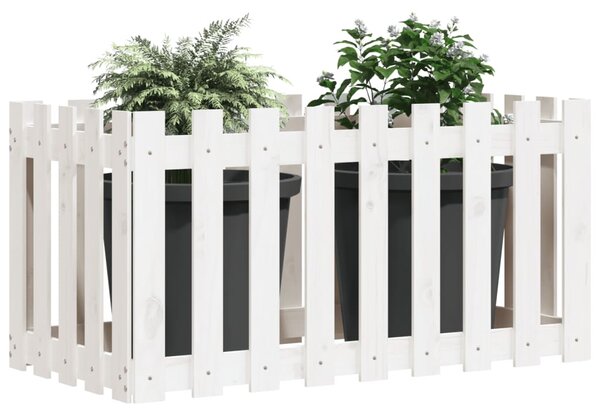 Vyvýšený záhon plotový design bílý 100x50x70 cm masiv borovice