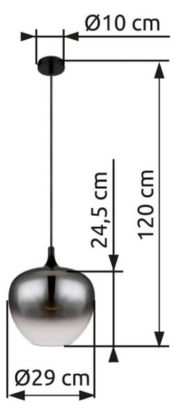 Globo Závěsná lampa Maxy, Ø 29 cm, kouřově šedá, sklo, stmívatelný, Hliník / šedá / zinek, Obývací pokoj / jídelna, Sklo