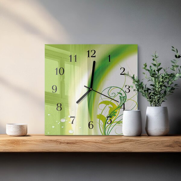 Skleněné hodiny na stěnu Modelová rostlina zskc-30x30-00172237