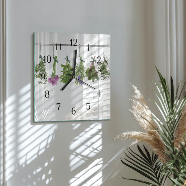 Skleněné hodiny na stěnu Bylinky zskc-30x30-00172257
