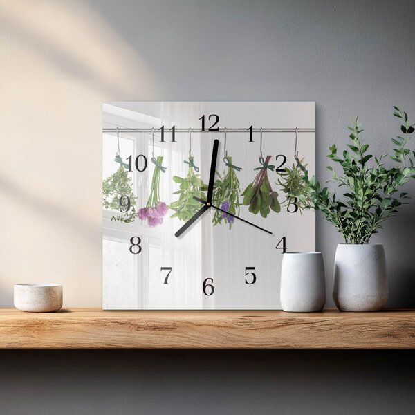 Skleněné hodiny na stěnu Bylinky zskc-30x30-00172257