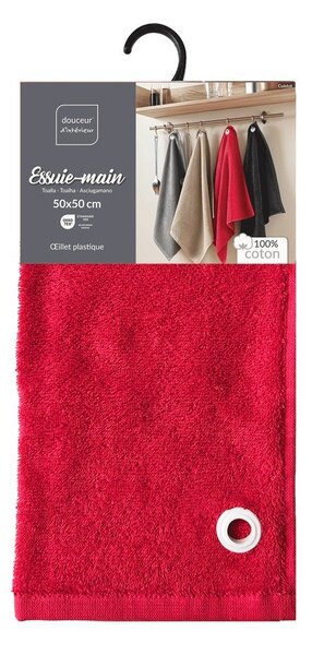 Červený froté bavlněný ručník 50x50 cm Cuistot – douceur d'intérieur