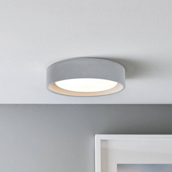 Beacon Lighting Stropní světlo Uno, šedé, beton, Ø 27 cm, GX53, stmívatelný, Hliník / šedá / zinek, Obývací pokoj / jídelna, Beton