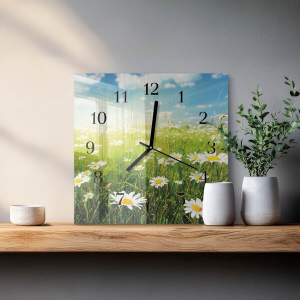 Skleněné hodiny na stěnu Sedmikrásky zskc-30x30-00172277