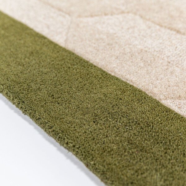 Zelený/v přírodní barvě ručně tkaný vlněný koberec 120x170 cm Apex Border Wool – Flair Rugs
