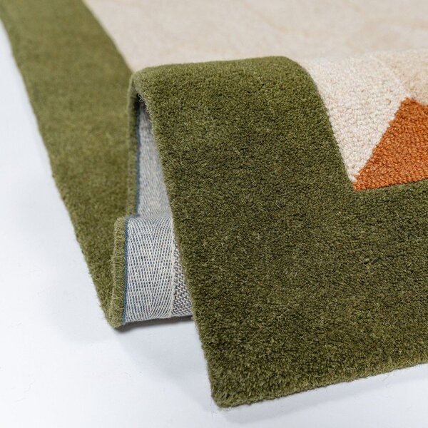 Zelený/v přírodní barvě ručně tkaný vlněný koberec 120x170 cm Apex Border Wool – Flair Rugs
