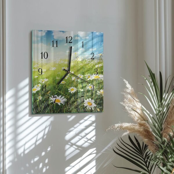 Skleněné hodiny na stěnu Sedmikrásky zskc-30x30-00172277