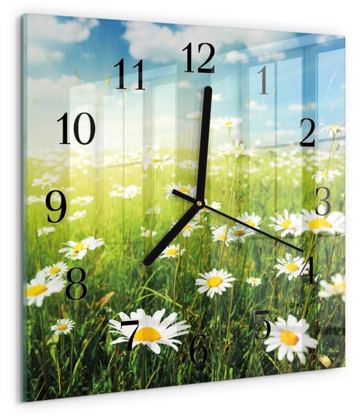 Skleněné hodiny na stěnu Sedmikrásky zskc-30x30-00172277
