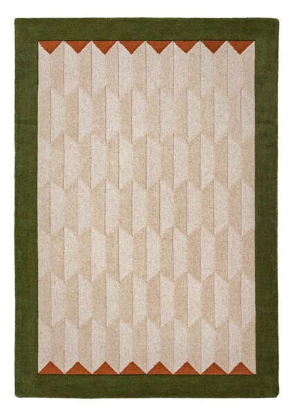 Zelený/v přírodní barvě ručně tkaný vlněný koberec 120x170 cm Apex Border Wool – Flair Rugs