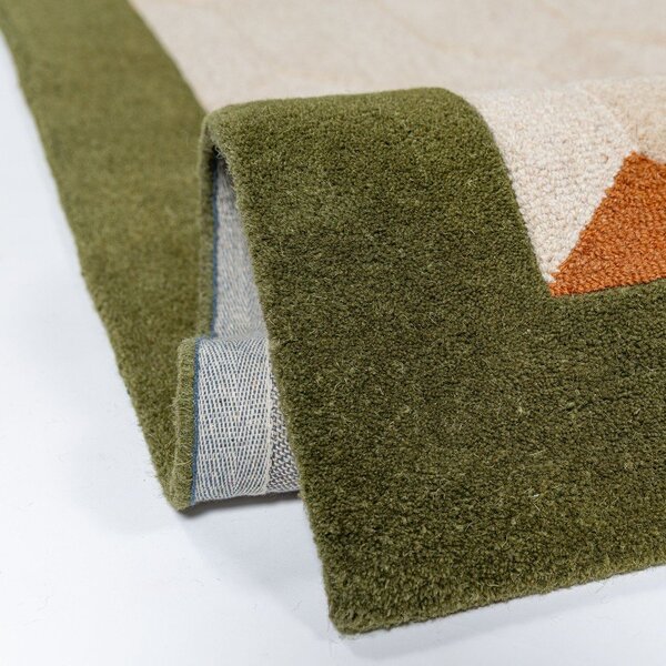 Zelený/v přírodní barvě ručně tkaný vlněný běhoun 60x230 cm Apex Border Wool – Flair Rugs