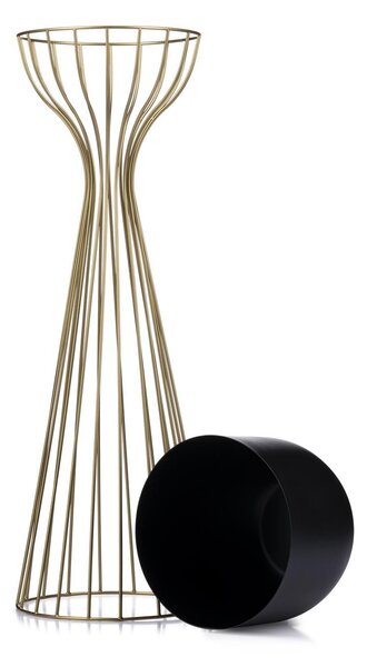 KOVOVÝ KVĚTINÁČ SE STOJÁNEM GLAM 68X20 CM ČERNÁ/ZLATÁ