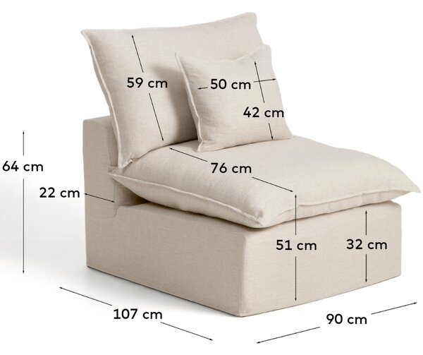 Kave Home Béžové křeslo Anarela 90 cm s odnímatelným potahem