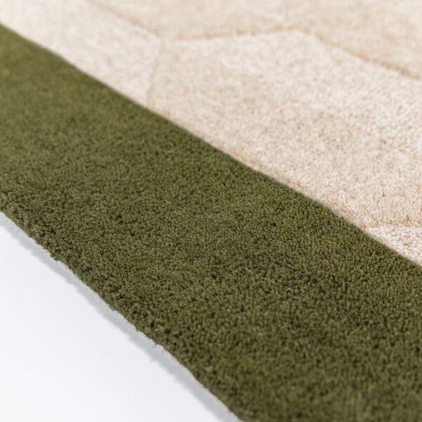 Zelený/v přírodní barvě ručně tkaný vlněný běhoun 60x230 cm Apex Border Wool – Flair Rugs