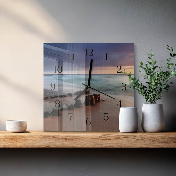 Skleněné hodiny na stěnu Pláž Moře zskc-30x30-00172288