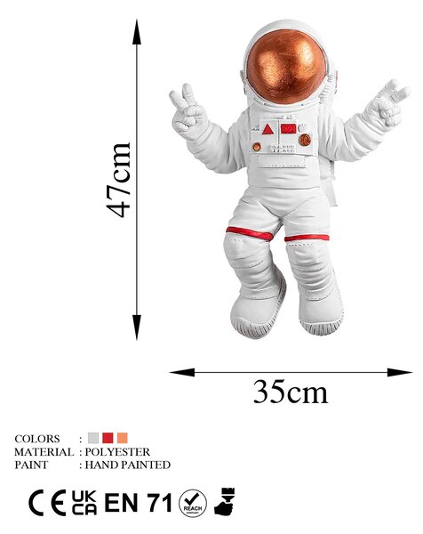 ASIR Nástěnná dekorace ASTRONAUT bílá a bronzová