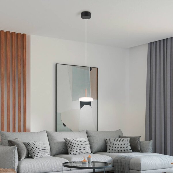 Trio Lighting Závěsné svítidlo Celeste LED, bílá/hnědá, Ø 22 cm, sklo, stmívatelné, stmívatelný, Bílá / opál, Obývací pokoj / jídelna, Sklo, Moderní