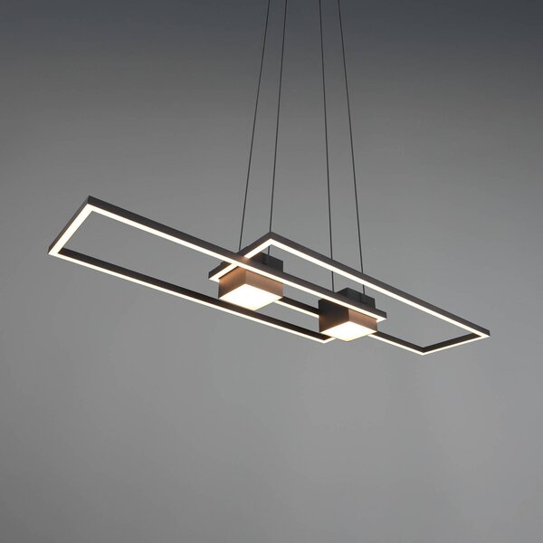 Trio Lighting Závěsné svítidlo Albany LED, černé, 100 x 28 cm, hliník stmívatelné, stmívatelný, Černá, Obývací pokoj / jídelna, Hliník, Moderní