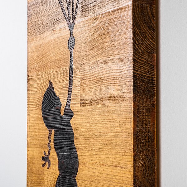 ASIR Nástěnná dekorace dřevo DĚVČE S BALÓNKY 30 x 86 cm