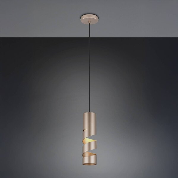 Trio Lighting Závěsné světlo Stream, hnědá barva, Ø 8 cm, kov, GU10, stmívatelný, Hnědá / rez, Obývací pokoj / jídelna, kov, Moderní