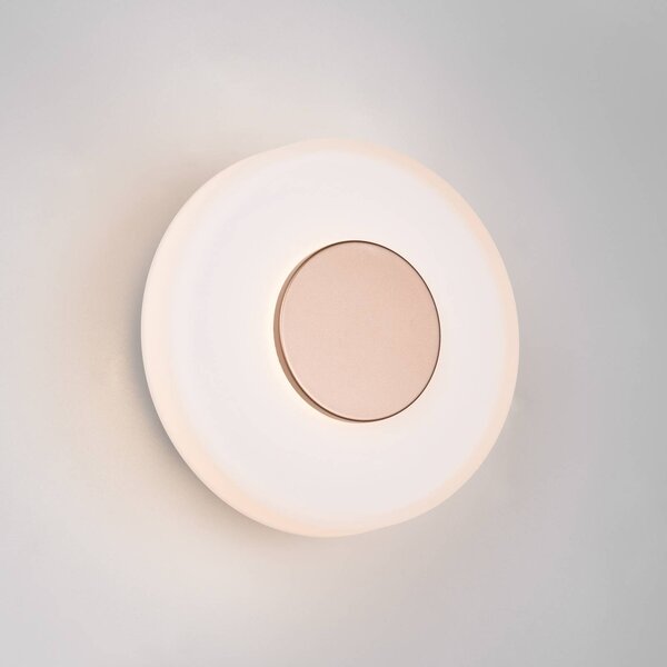 Trio Lighting Nástěnné svítidlo LED Celeste, hnědá/bílá, Ø 22 cm, stmívatelné sklo, stmívatelný, Bílá / opál, Obývací pokoj / jídelna, Sklo, Moderní