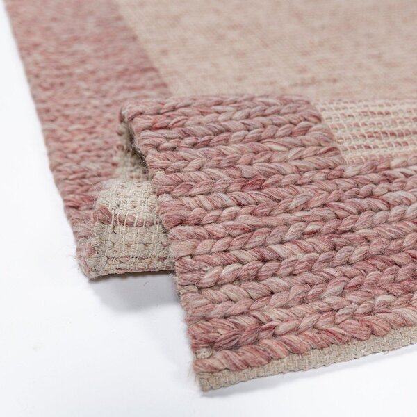 Světle růžový ručně tkaný koberec s příměsí vlny 120x170 cm Rue – Flair Rugs