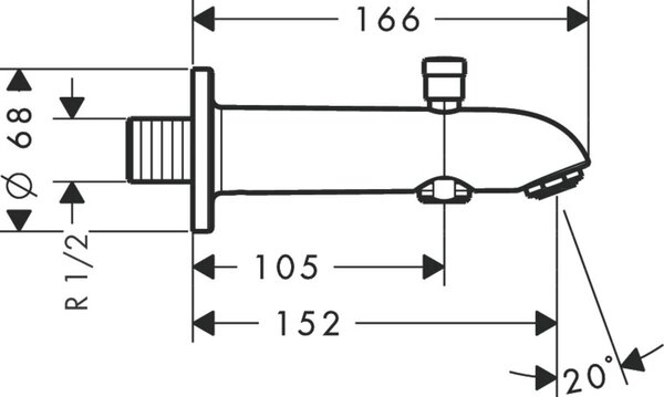Hansgrohe výtok baterie Vanová chrom 13423000