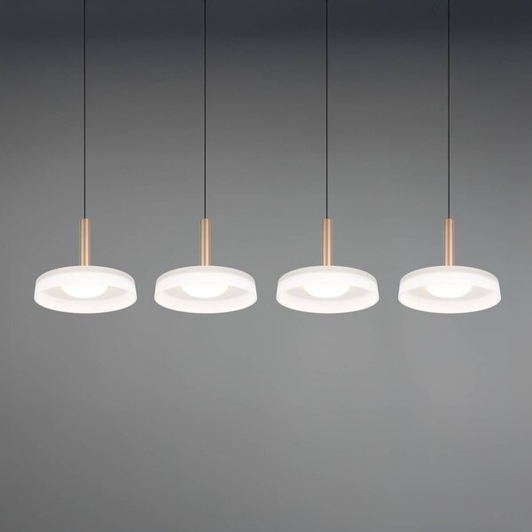 Trio Lighting LED závěsné svítidlo Celeste bílá/hnědá 115 cm 4 světla stmívatelné sklo, stmívatelný, Bílá / opál, Obývací pokoj / jídelna, Sklo, Moderní
