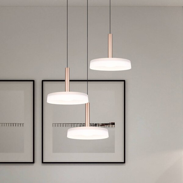 Trio Lighting Závěsné svítidlo LED Celeste, bílá/hnědá, Ø 35 cm 3 světla, sklo tlumené, stmívatelný, Bílá / opál, Obývací pokoj / jídelna, Sklo, Moderní