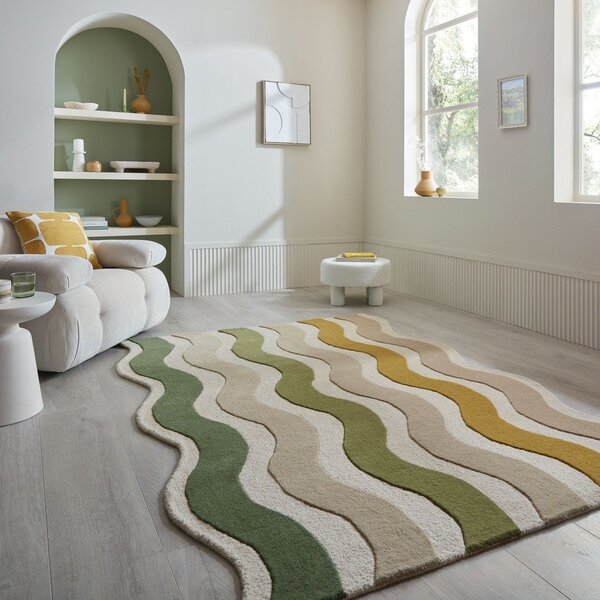 Zelený/v přírodní barvě ručně tkaný vlněný koberec 140x200 cm Cascade Wool – Flair Rugs