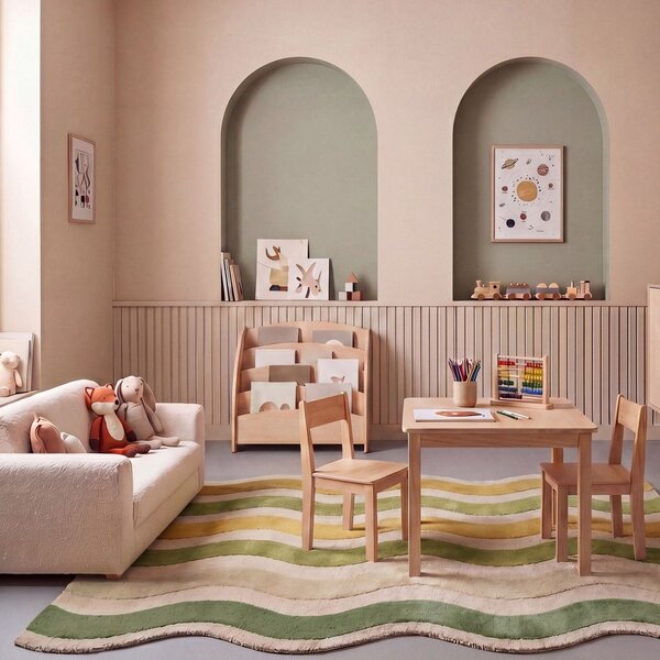 Zelený/v přírodní barvě ručně tkaný vlněný koberec 140x200 cm Cascade Wool – Flair Rugs