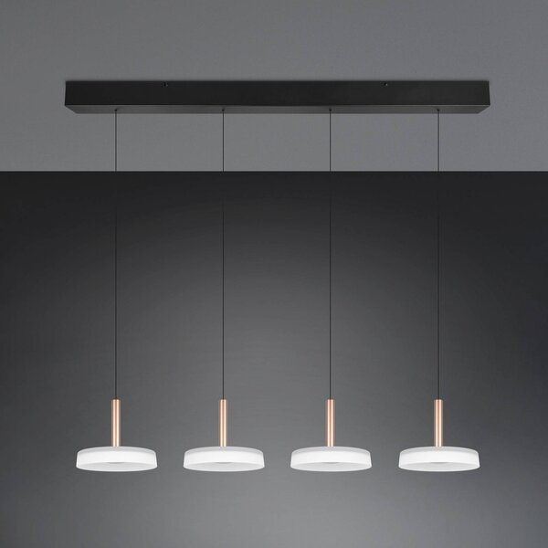 Trio Lighting LED závěsné svítidlo Celeste bílá/hnědá 115 cm 4 světla stmívatelné sklo, stmívatelný, Bílá / opál, Obývací pokoj / jídelna, Sklo, Moderní