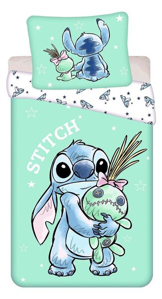 Bavlněné dětské povlečení na jednolůžko v mentolové barvě 140x200 cm Lilo & Stitch "Buddies" – Jerry Fabrics