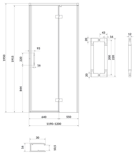 Cersanit Larga sprchové dveře 120 cm sklopné chrom lesk/průhledné sklo S932-118