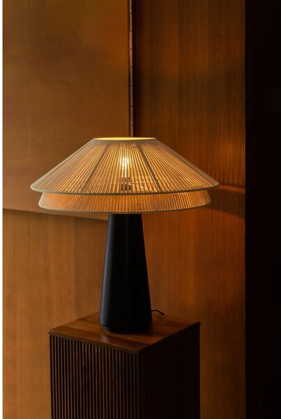 Černobílá stolní lampa s textilním stínidlem (výška 62 cm) Elon – Dutchbone