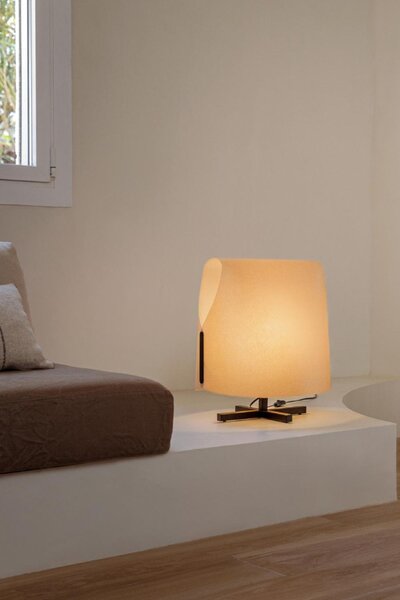 LUANG M stolní lampa, černá/hnědá - FARO
