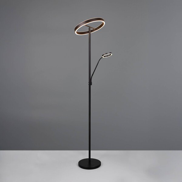 Trio Lighting LED stojací lampa Willis, černá, výška 180 cm kovový stmívač, stmívatelný, Černá, Obývací pokoj / jídelna, kov, Moderní, Lampička na čtení