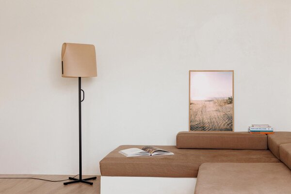 LUANG stojací lampa, černá/hnědá - FARO