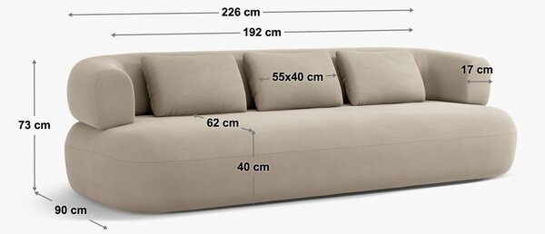 Slonovinová pohovka z textilie bouclé 226 cm Jenny – Micadoni