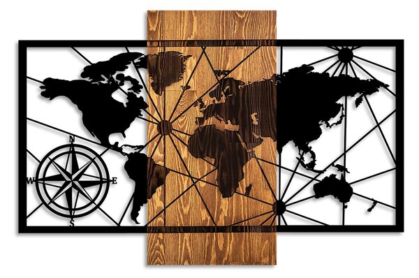 ASIR Nástěnná dřevěná dekorace WORLD MAP