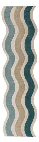 Modrý ručně tkaný vlněný běhoun 80x300 cm Cascade Wool – Flair Rugs