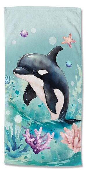 Modrá dětská sametová plážová osuška 75x150 cm Splash – Good Morning