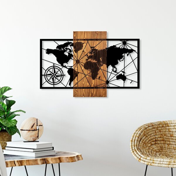 ASIR Nástěnná dřevěná dekorace WORLD MAP